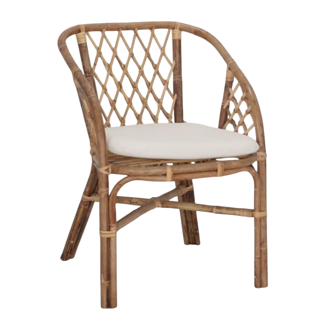 Anzio Rattan Chair with White Canvas Cushion
