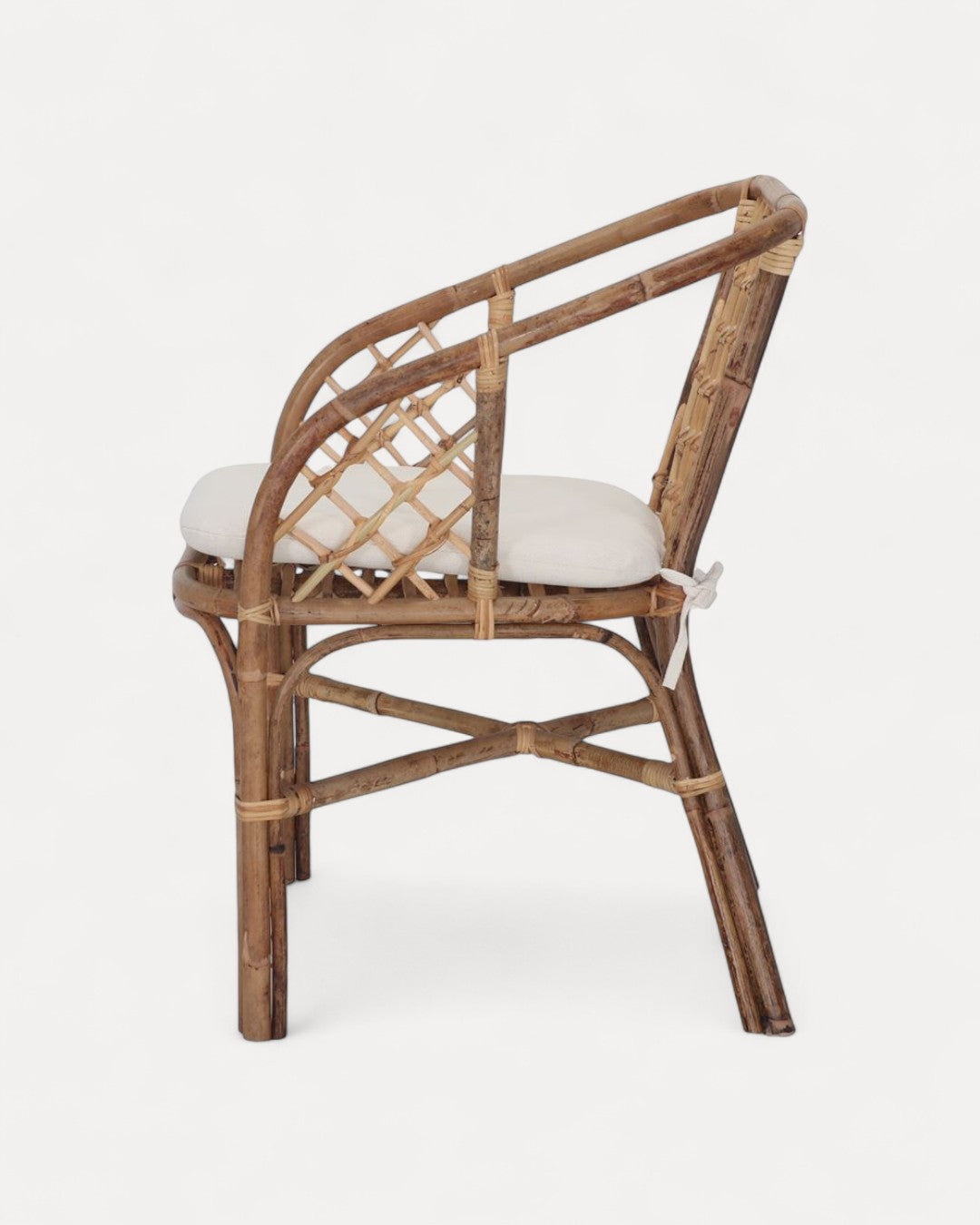 Anzio Rattan Chair with White Canvas Cushion