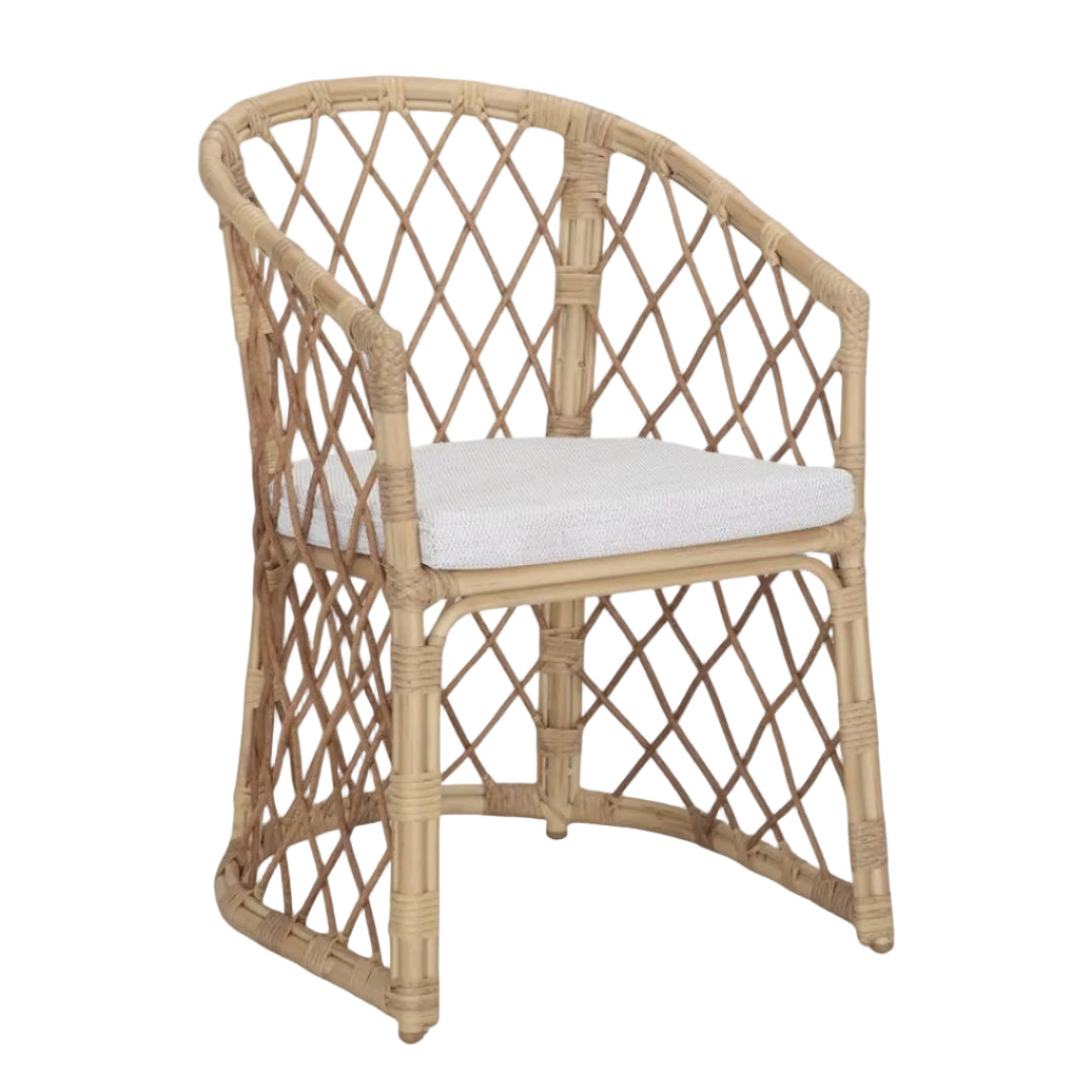 Capri Rattan Chair with White Padded Cushion