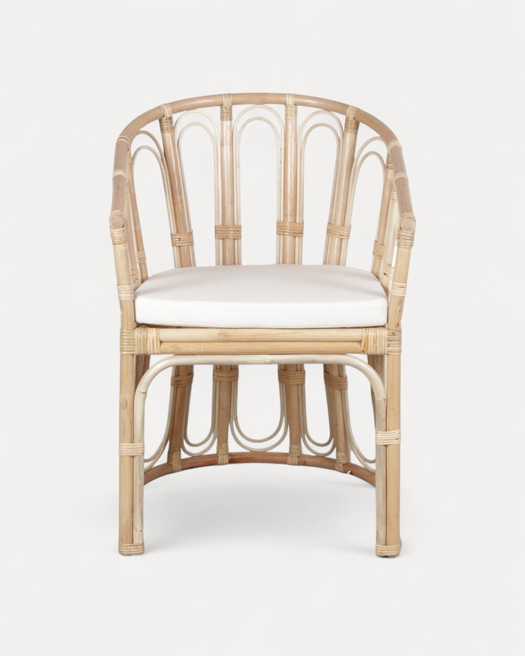 Positano Natural Wicker Chair with White Padded Cushion