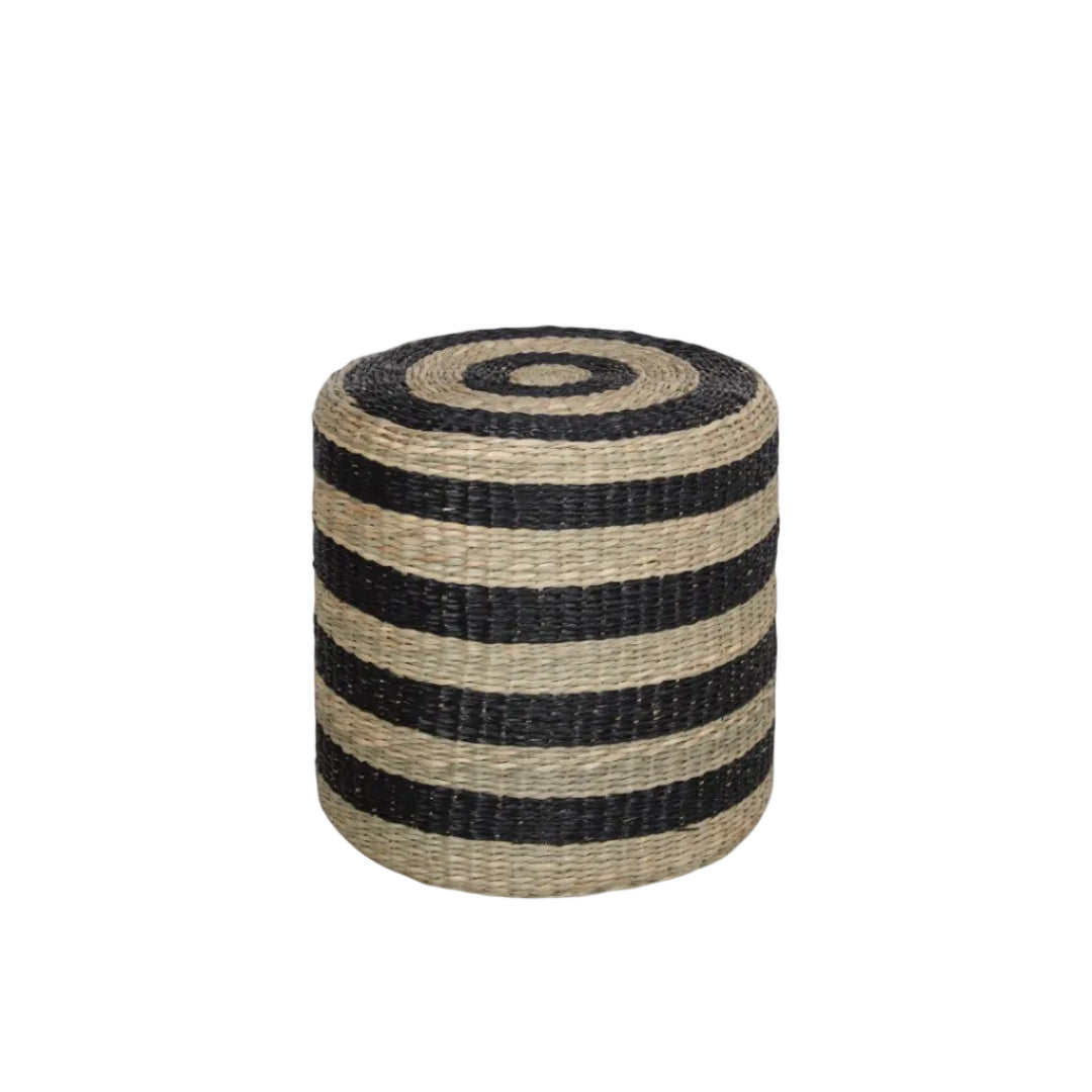 Mali Black and Natural Rattan Stool