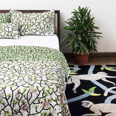 Bedroom with Langur Monkey rug and bedding