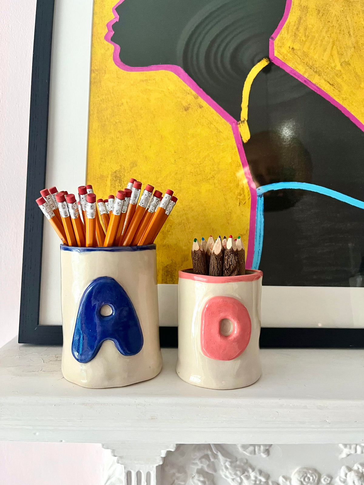 Coral Mono Bright Pen Pot - Alpha Beaker