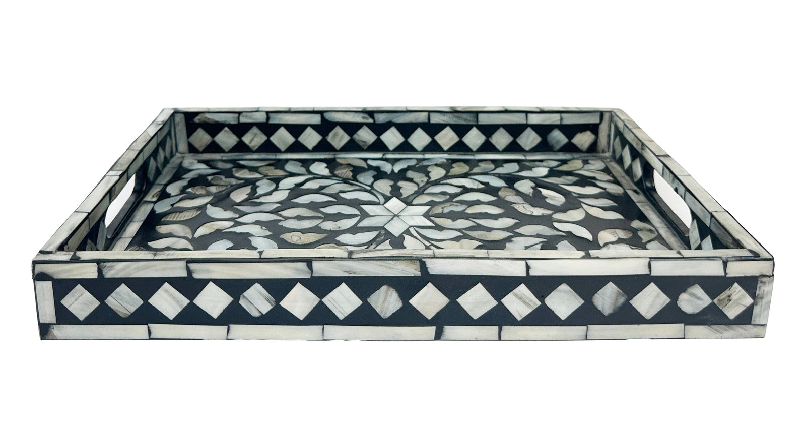 Mother Of Pearl Inlay Tray (Black)