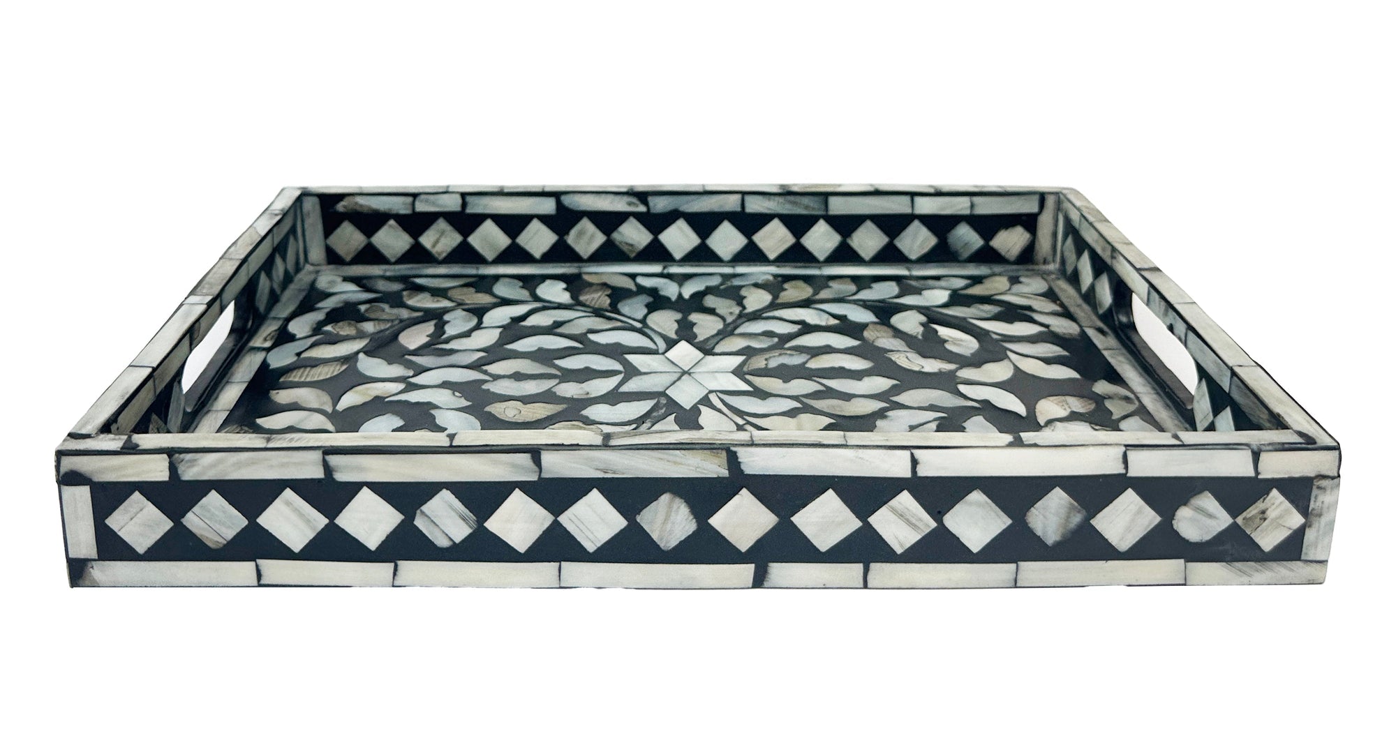 Mother Of Pearl Inlay Tray (Black)