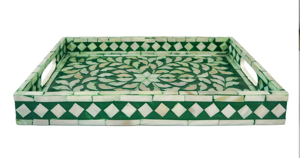 Inlaid Mother Of Pearl Tray (Green)