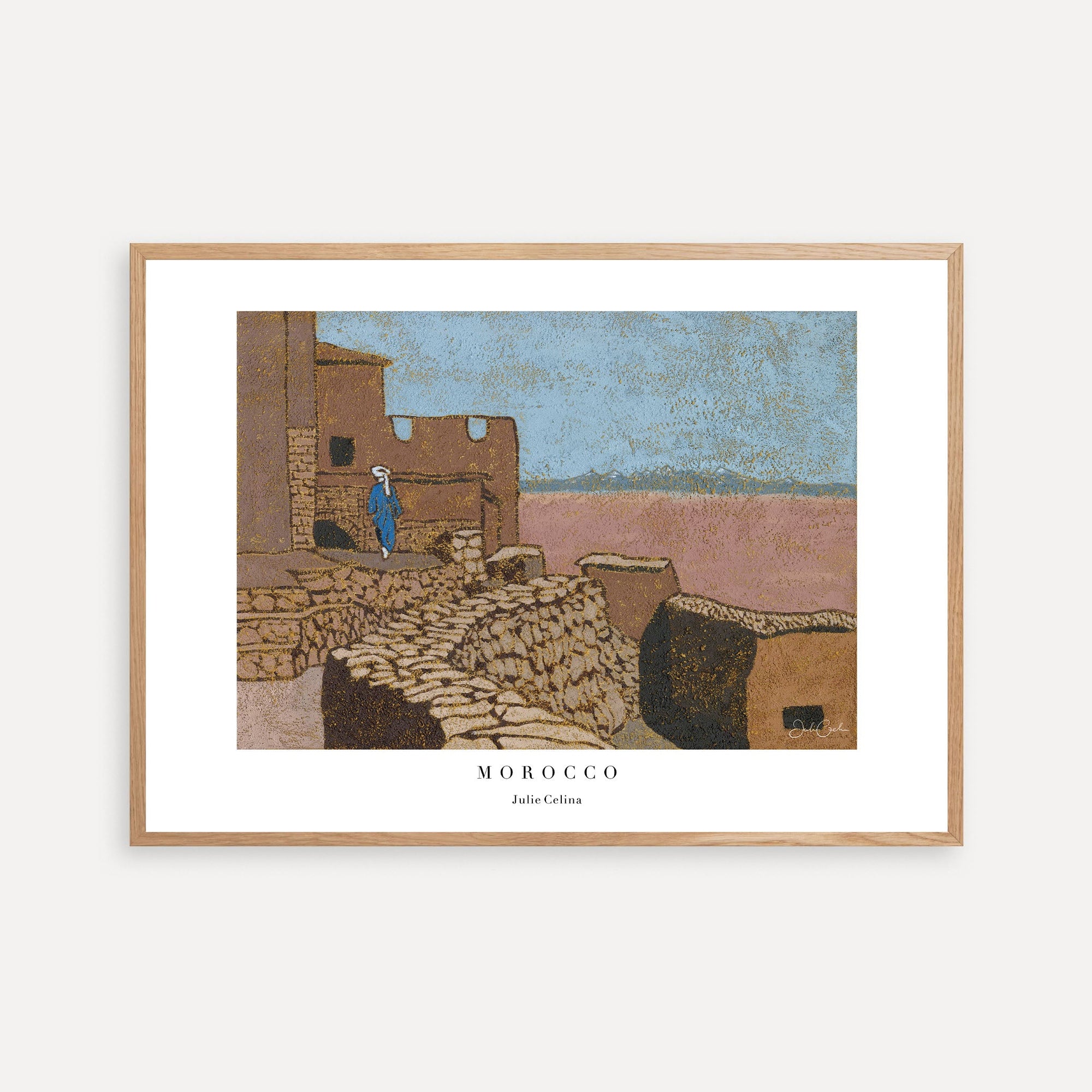 art print of a scene from the village of ait ben haddou in Morocco