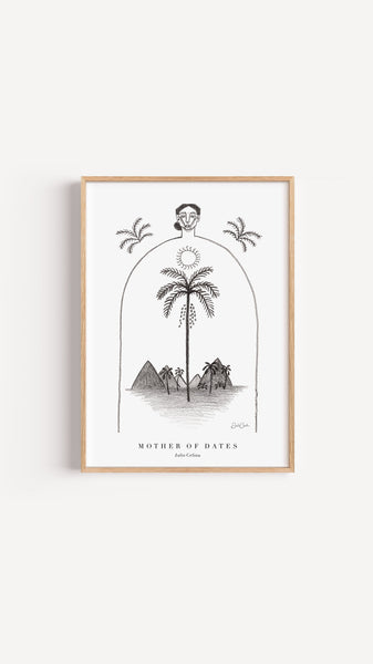 Mother of Dates in Black and White - Bohemian Art Print