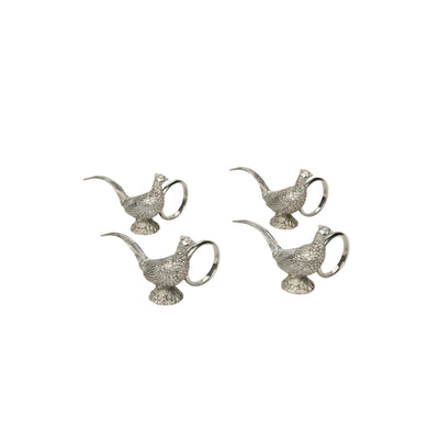 Pheasant Feathered Pewter Napkin Ring - Set of 4