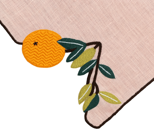 Hand Embroidered Citrus Bloom Napkins 18" x 18" (Set of 4)