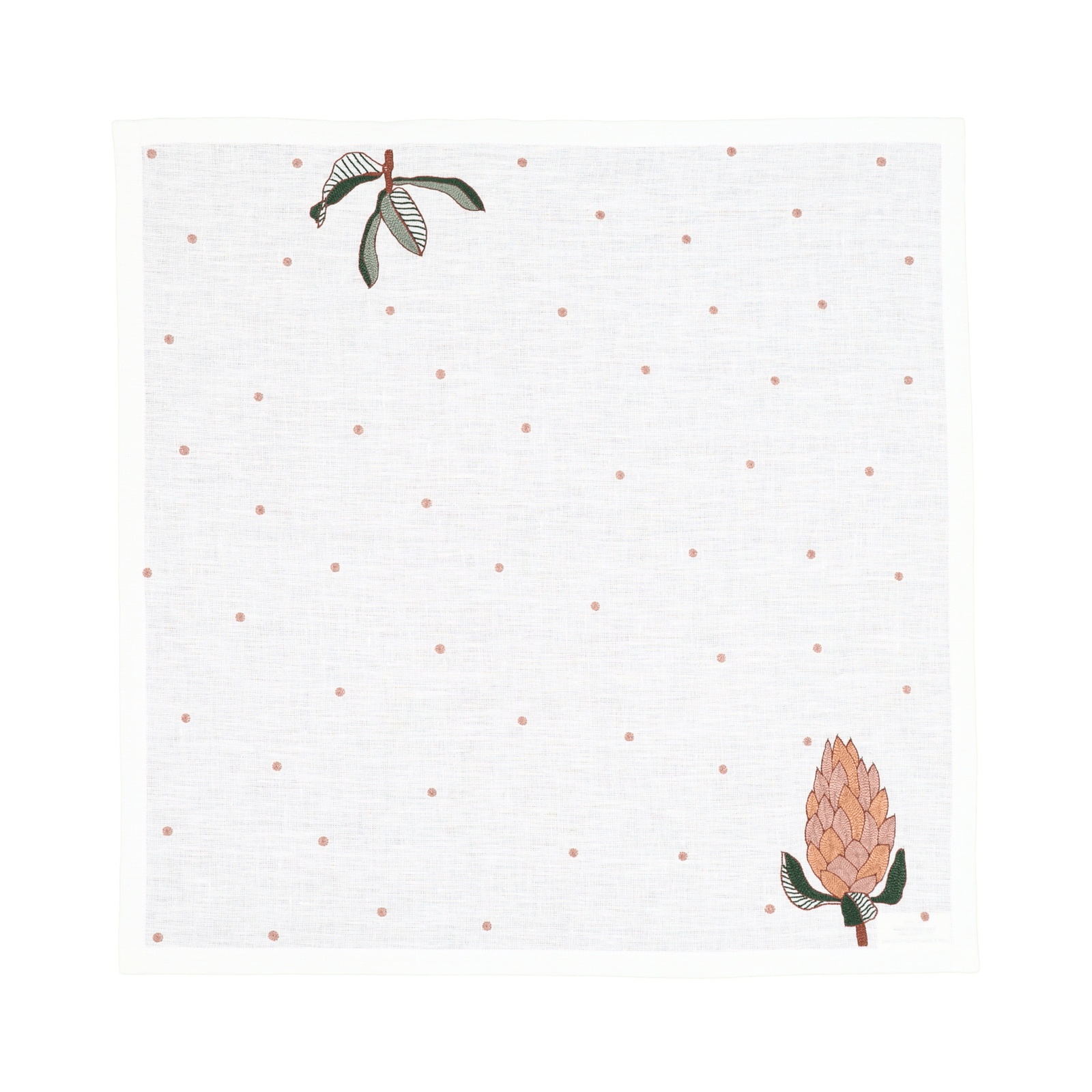 Hand Embroidered Autum Meadow Napkins 18" x 18" (Set of 4)