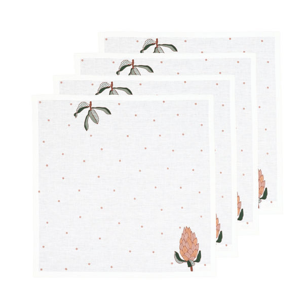 Hand Embroidered Autum Meadow Napkins 18" x 18" (Set of 4)