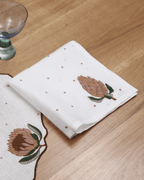 Hand Embroidered Autum Meadow Napkins 18" x 18" (Set of 4)
