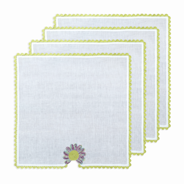 Hand Crochet Garden Napkins 18" x 18" (Set of 4)