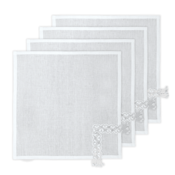 Hand Crochet Whisper Napkins 18" x 18" (Set of 4)