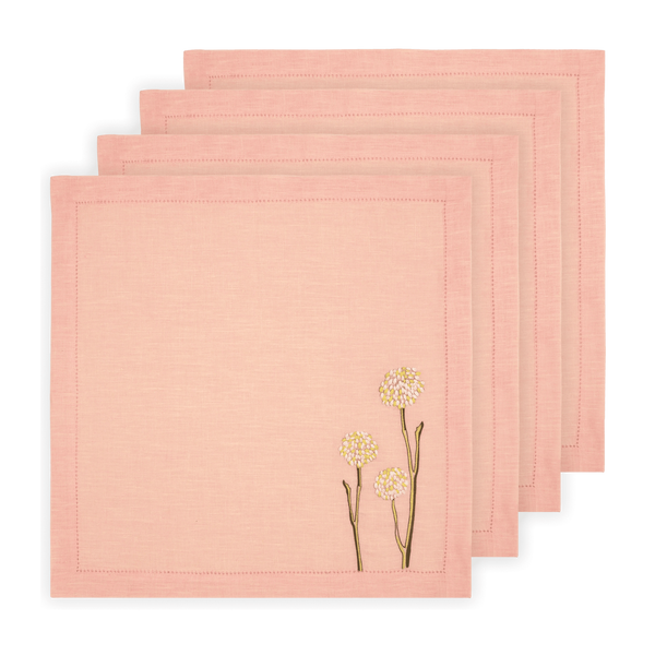 Hand Embroidered Spring Bloom Napkins 18" x 18" (Set of 4)