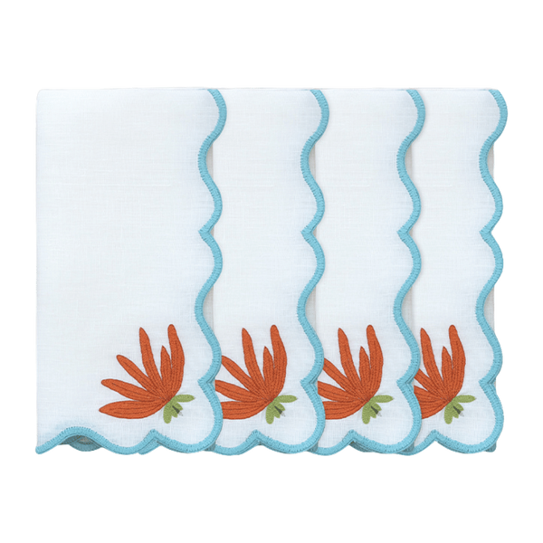 Hand Embroidered Modar Petal Napkins 18" x 18" (Set of 4)