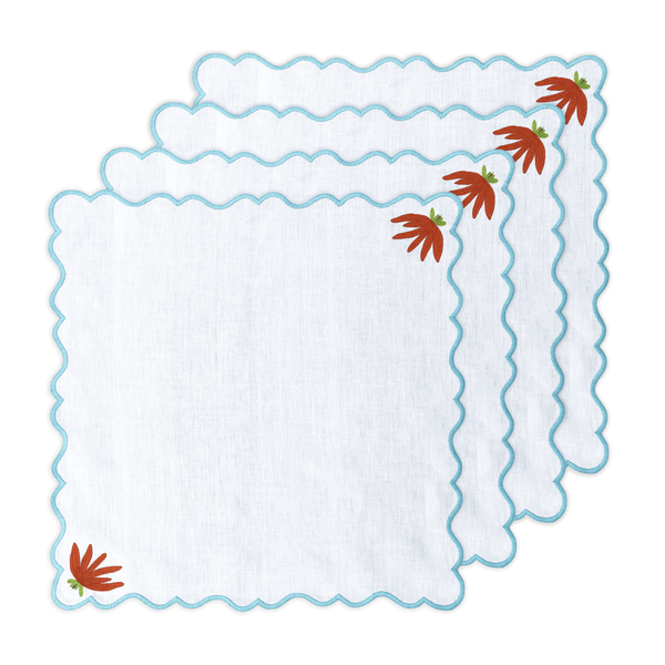 Hand Embroidered Modar Petal Napkins 18" x 18" (Set of 4)