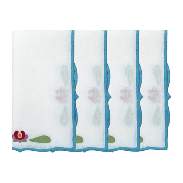Hand Embroidered Buttercup Bloom Napkins 18" x 18" (Set of 4)