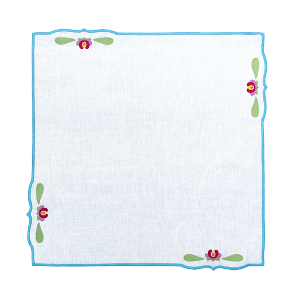 Hand Embroidered Buttercup Bloom Napkins 18" x 18" (Set of 4)