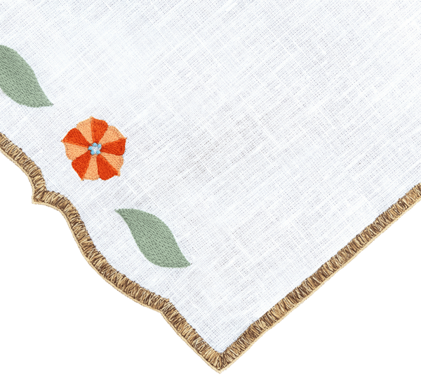 Hand Embroidered Buttercup Bloom Napkins 18" x 18" (Set of 4)
