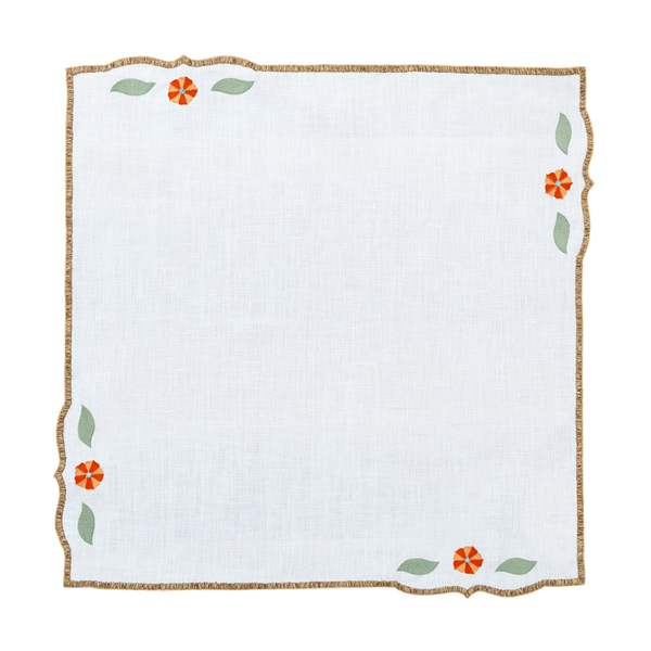 Hand Embroidered Buttercup Bloom Napkins 18" x 18" (Set of 4)
