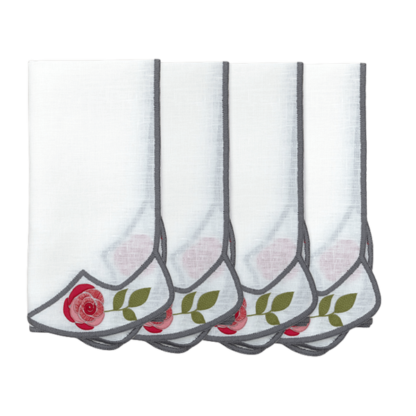 Hand Embroidered Rose Reverie Napkins 18" x 18" (Set of 4)