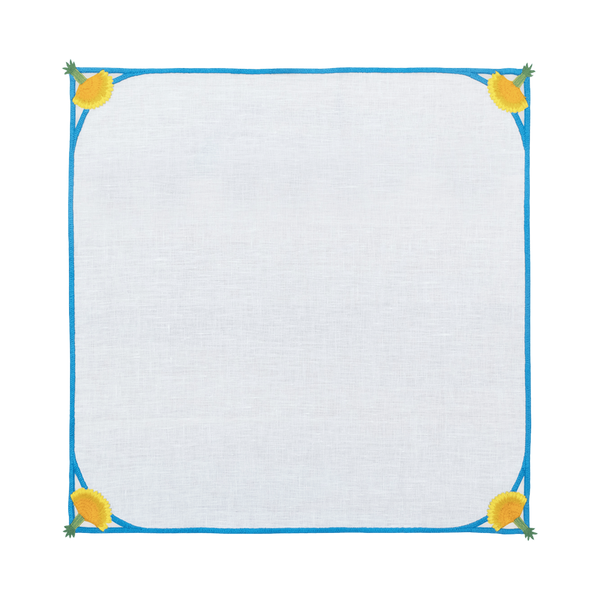 Hand Embroidered Dandelion Drift Napkins 18" x 18" (Set of 4)