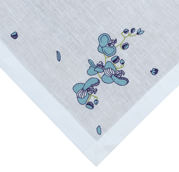 Hand Embroidered Orchid Carousel Napkins 18" x 18" (Set of 4)