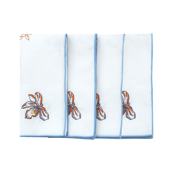 Hand Embroidered Jardin Napkins 18" x 18" (Set of 4)