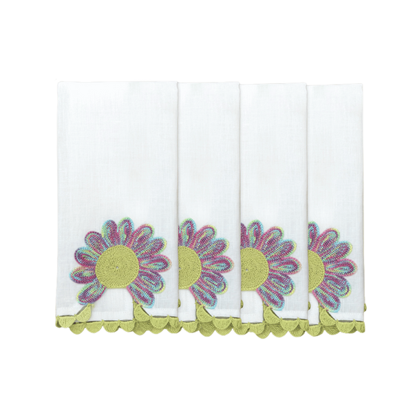 Hand Crochet Garden Napkins 18" x 18" (Set of 4)