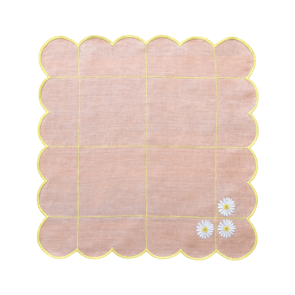Hand Embroidered Blush Bloom Napkin 18" x 18" (Set of 4)