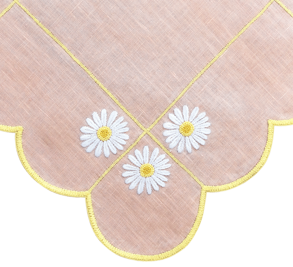 Hand Embroidered Blush Bloom Napkin 18" x 18" (Set of 4)
