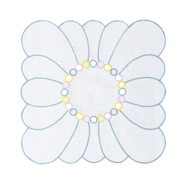 Hand Embroidered Circular Elegance Napkins 18" x 18" (Set of 4)