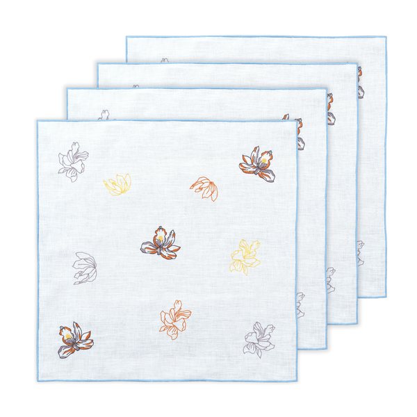 Hand Embroidered Jardin Napkins 18" x 18" (Set of 4)