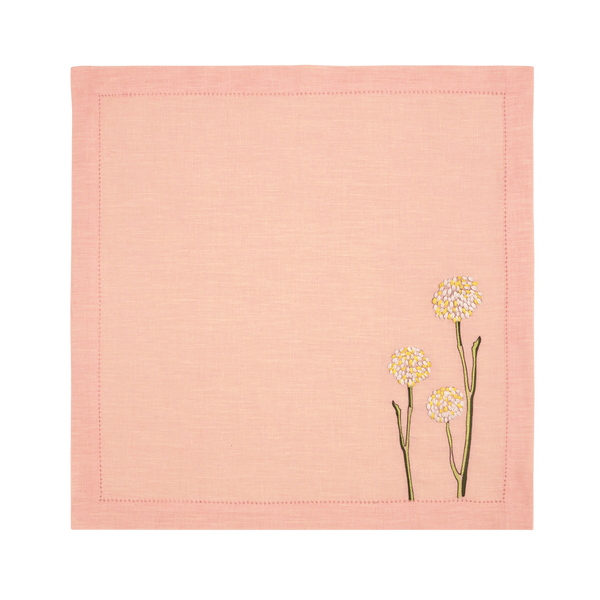 Hand Embroidered Spring Bloom Napkins 18" x 18" (Set of 4)