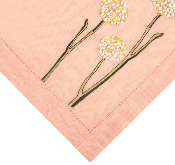 Hand Embroidered Spring Bloom Napkins 18" x 18" (Set of 4)