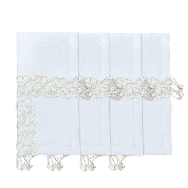 Hand Crochet Whisper Napkins 18" x 18" (Set of 4)