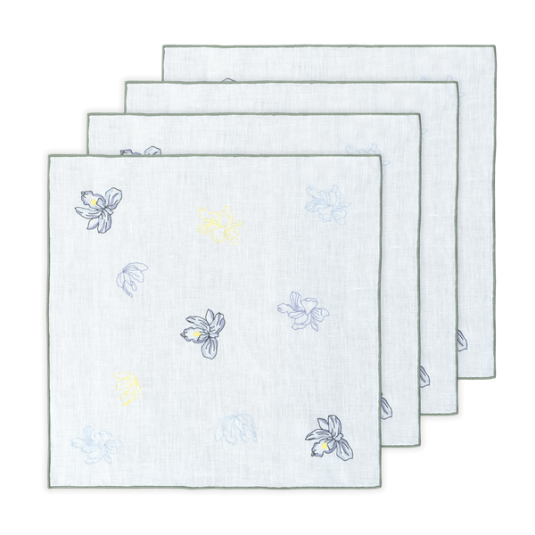 Hand Embroidered Jardin Napkins 18" x 18" (Set of 4)