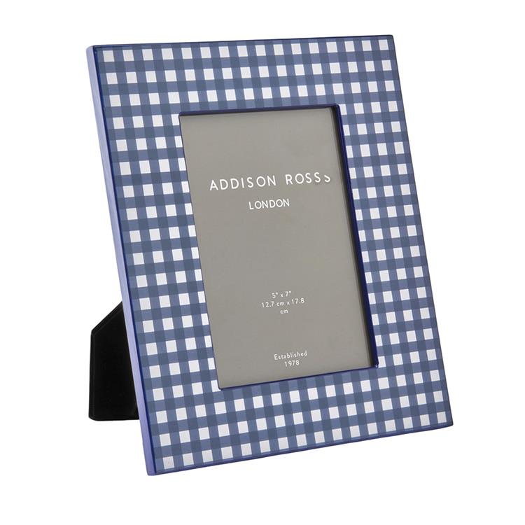 Navy Gingham Lacquer Photo Frame - Addison Ross Ltd UK