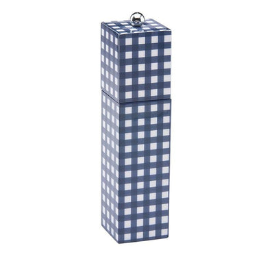 Navy Gingham Square Pillar Salt or Pepper Mill - Addison Ross Ltd UK