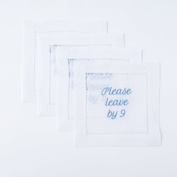 "Please Leave By 9" Cocktail Napkin Set
