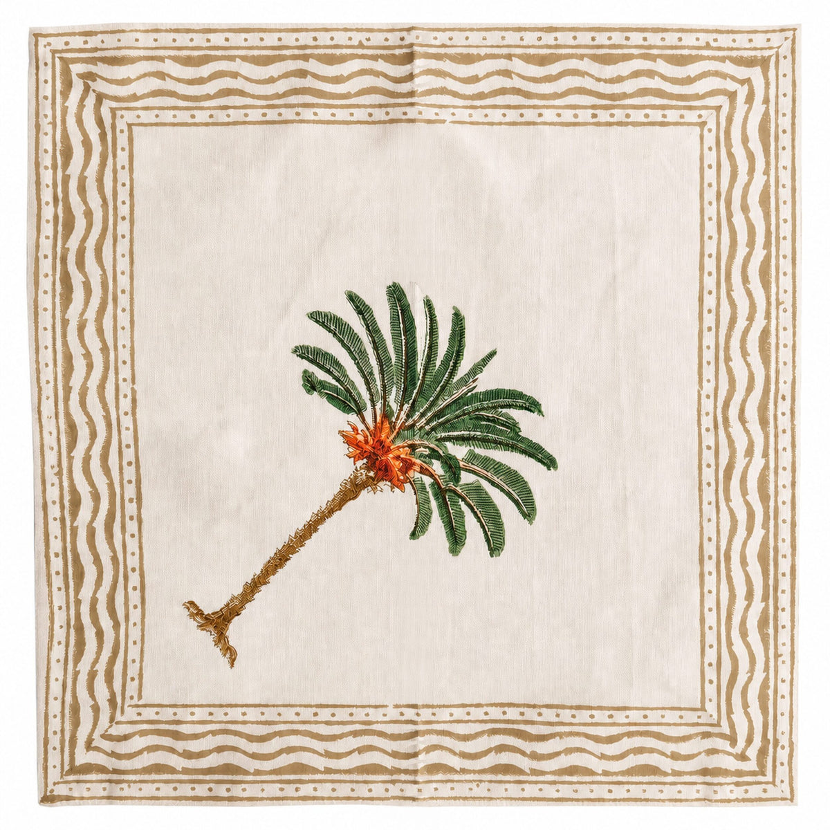 Hand-Printed Cotton Napkins Palm  - Set of 4