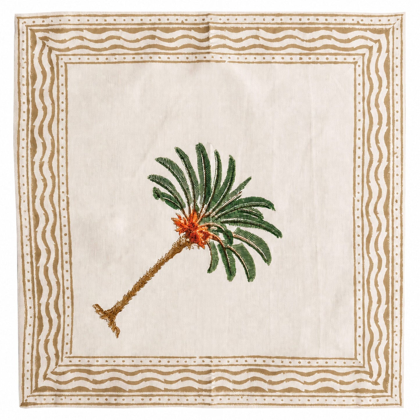 Hand-Printed Cotton Napkins Palm  - Set of 4