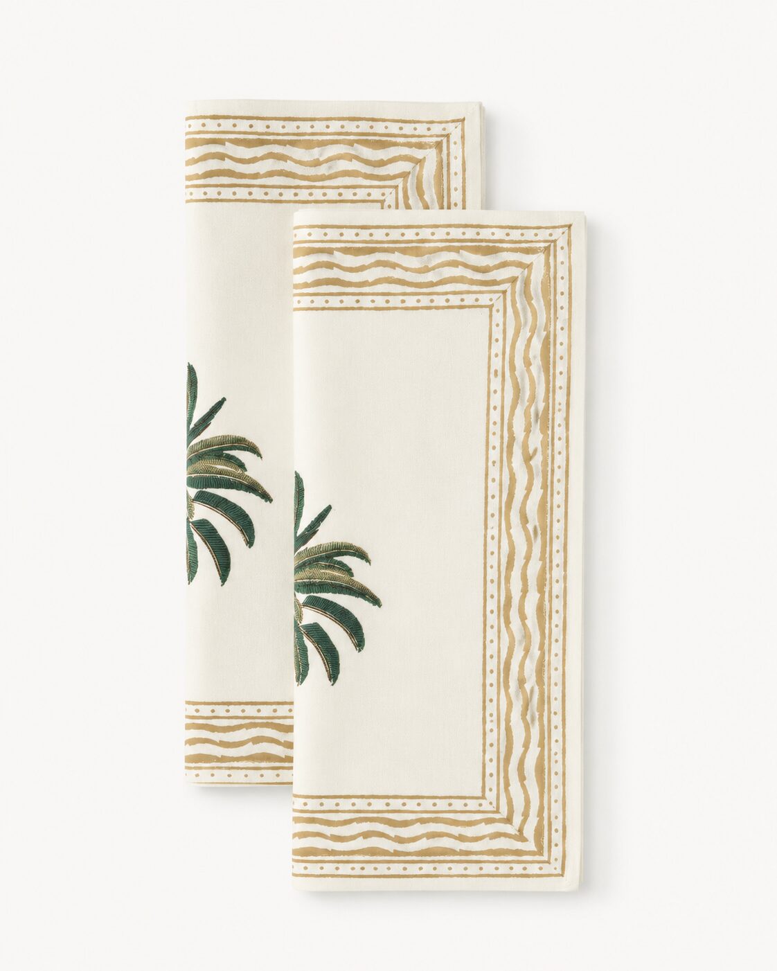 Hand-Printed Cotton Napkins Palm  - Set of 4