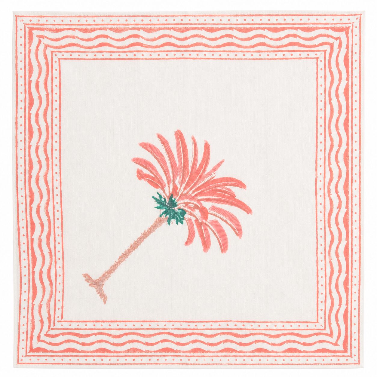 Hand-Printed Cotton Napkins Palm  - Set of 4