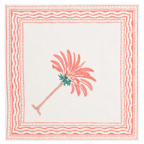 Hand-Printed Cotton Napkins Palm  - Set of 4
