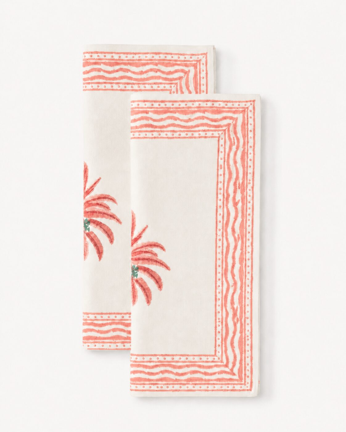 Hand-Printed Cotton Napkins Palm  - Set of 4