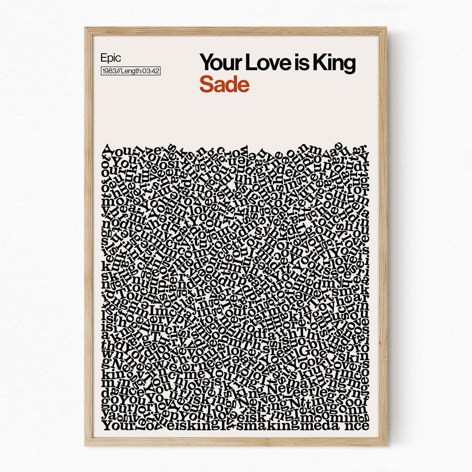 Your Love is King - Sade - Song Lyric Print