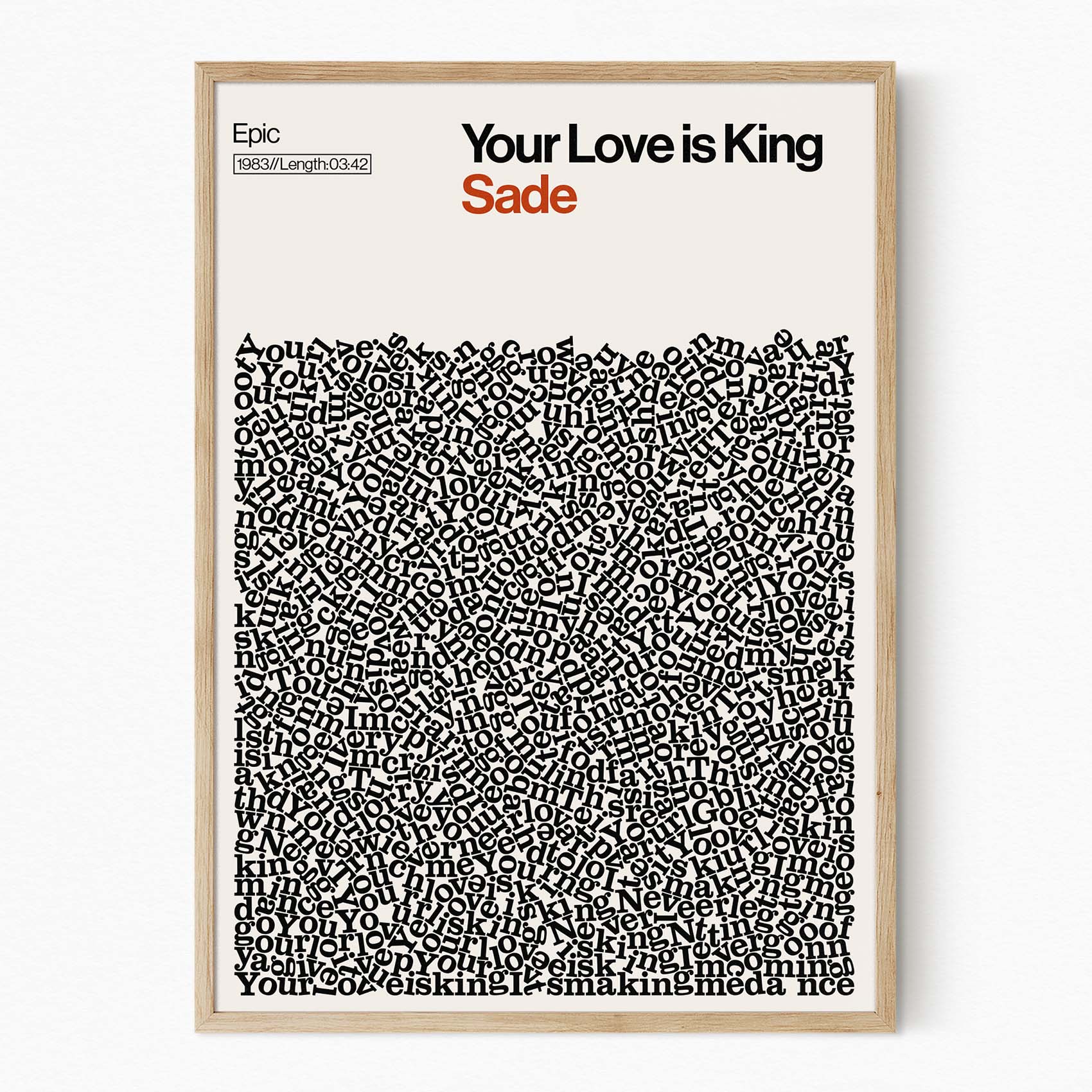Your Love is King - Sade - Song Lyric Print
